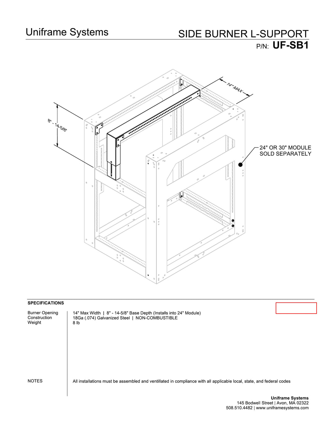 Side Burner L-Support